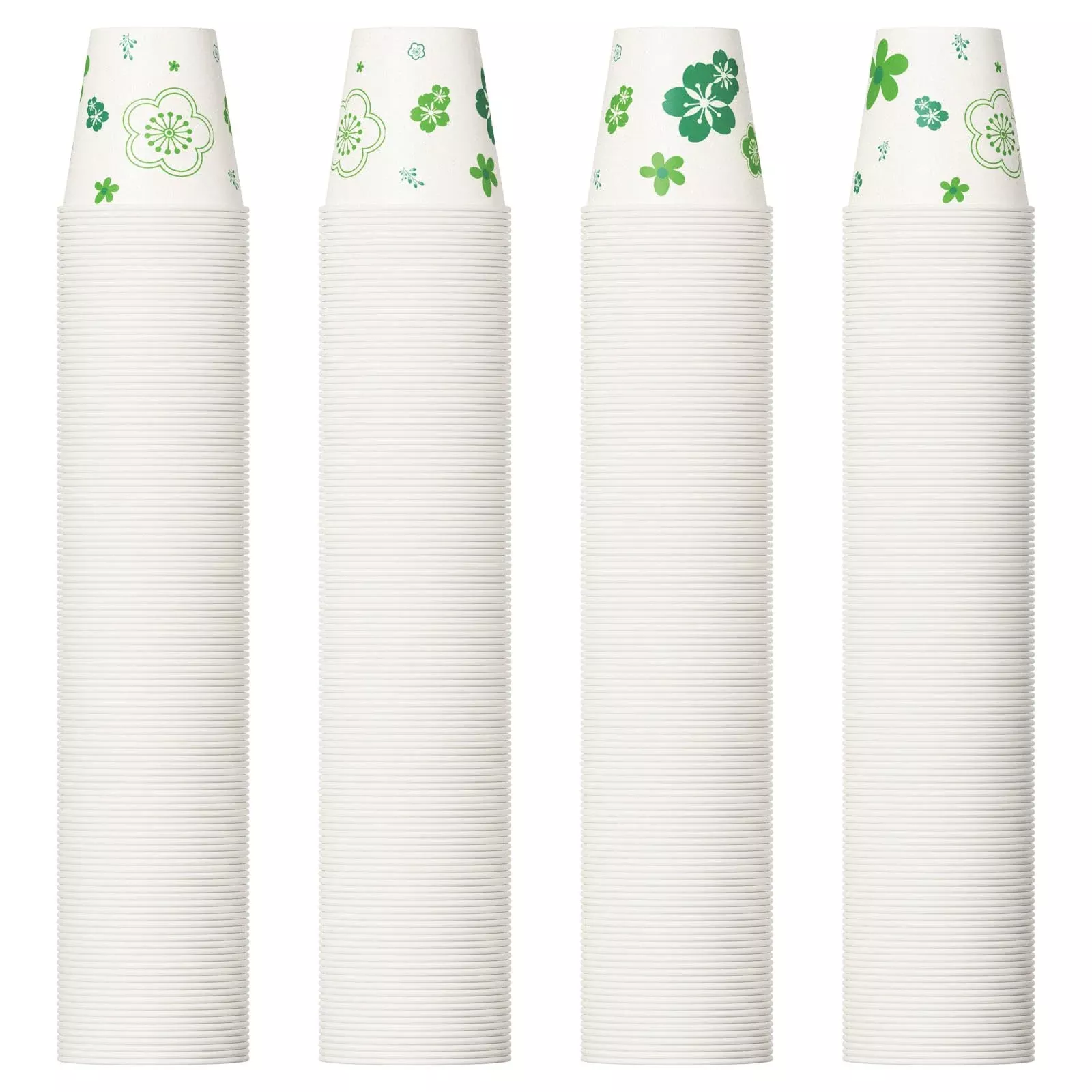 [600 Pack] Paper Cups3oz Disposable Bathroom CupsMouthwash CupsCold Disposable Drinking Cup for PartyPicnicBBQTraveland EventGreen Floral