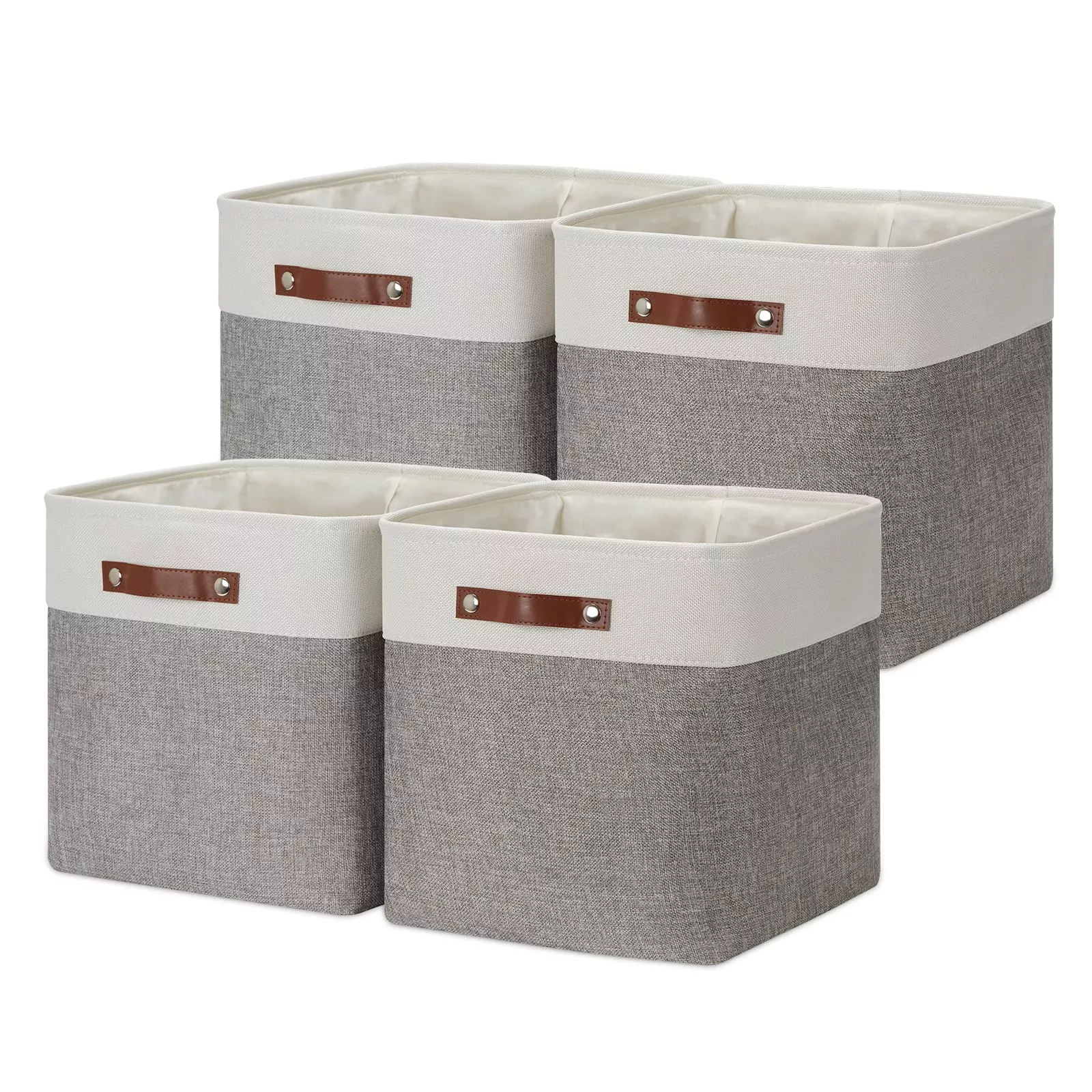 DULLEMELO 13 inch Fabric Storage Cubes 4 Pack Foldable Baskets/Bins for Home Office Organizer ClosetShelvesToyNursery