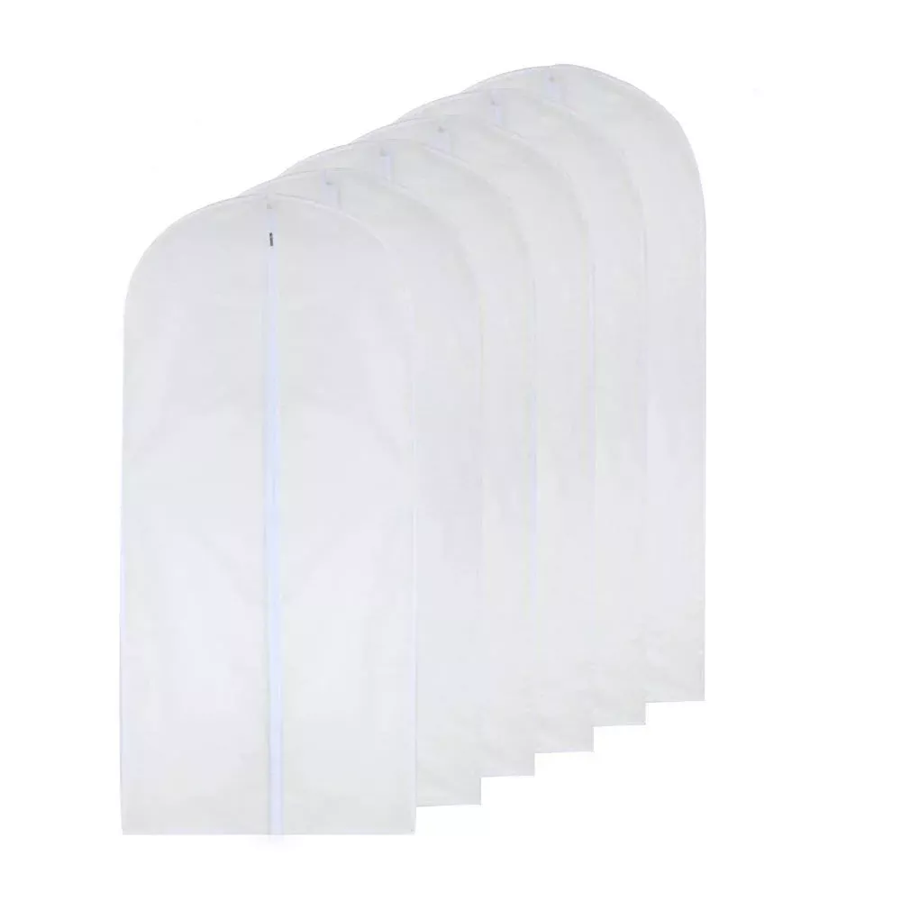 garment Bag clear 24 x 40 Suit Bag Moth Proof garment Bags White Breathable Full Zipper Dust cover for Suit Dance clothes closet Pack of 6