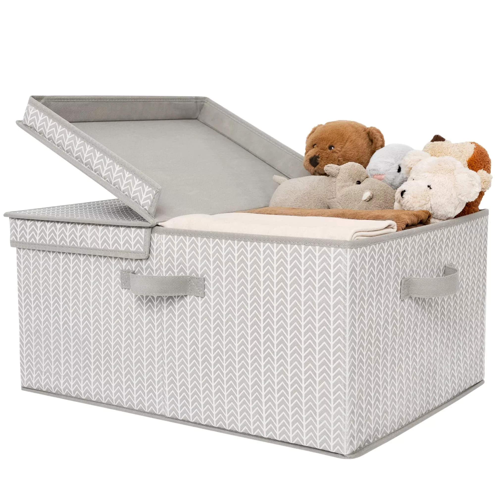 GRANNY SAYS Closet Storage Bins with lidsFabric Storage Box with LidClothes Bins Storage for ClosetContainer Storage Baskets for Living Room Wardrobe ShelvesJumboGray/White1-Pack