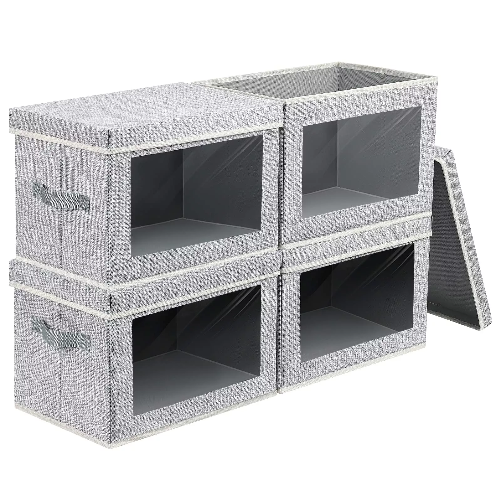 homsorout Storage Baskets4 Packs Large Storage Bins with Lids WindowFabric Storage Cubes Bins for OrganizationLine Closet Organizer Bins for BedroomLiving RoomKids' RoomBlended