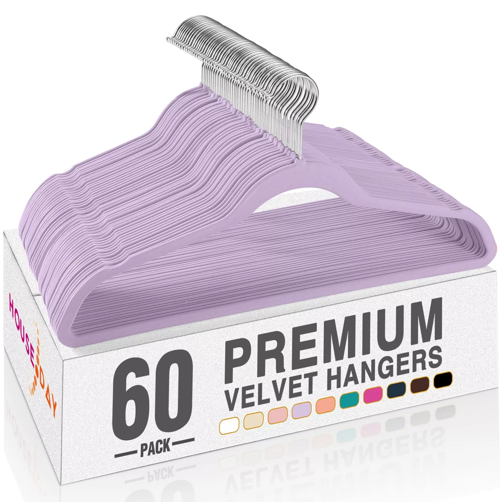 HOUSE DAY Purple Velvet Hangers 60 PackPremium Clothes Hangers Non-Slip Felt HangersSturdy Purple Hangers Heavy Duty Coat HangersDurable Suit HangersSpace Saving No Hanger Marks 360 Rotate
