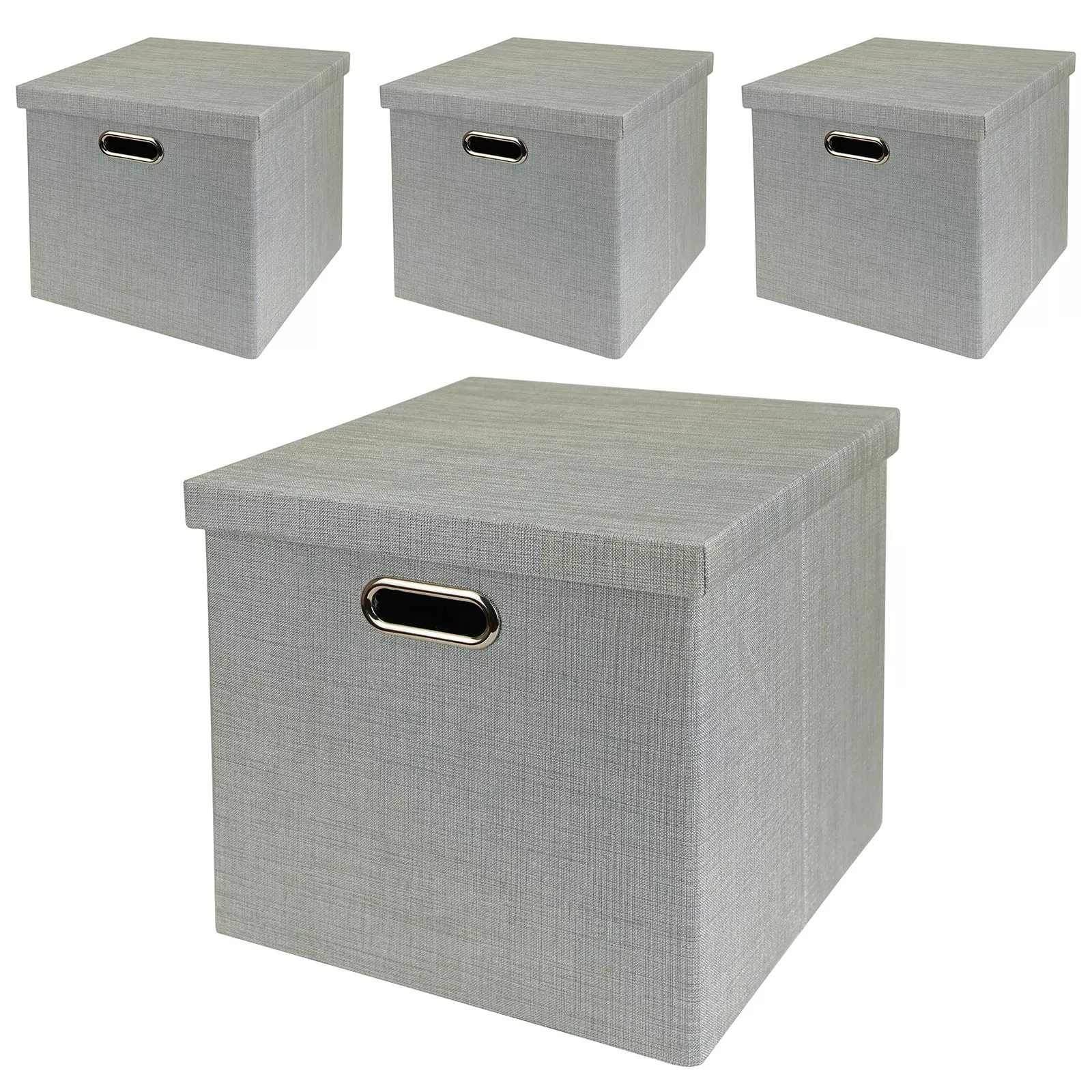 Posprica Storage Bins with Lids 13?13?13 Foldable Storage Cube Baskets Boxes Fabric Drawers for Closet Shelf Cabinet Bookcase Set o f 4 Sliver grey