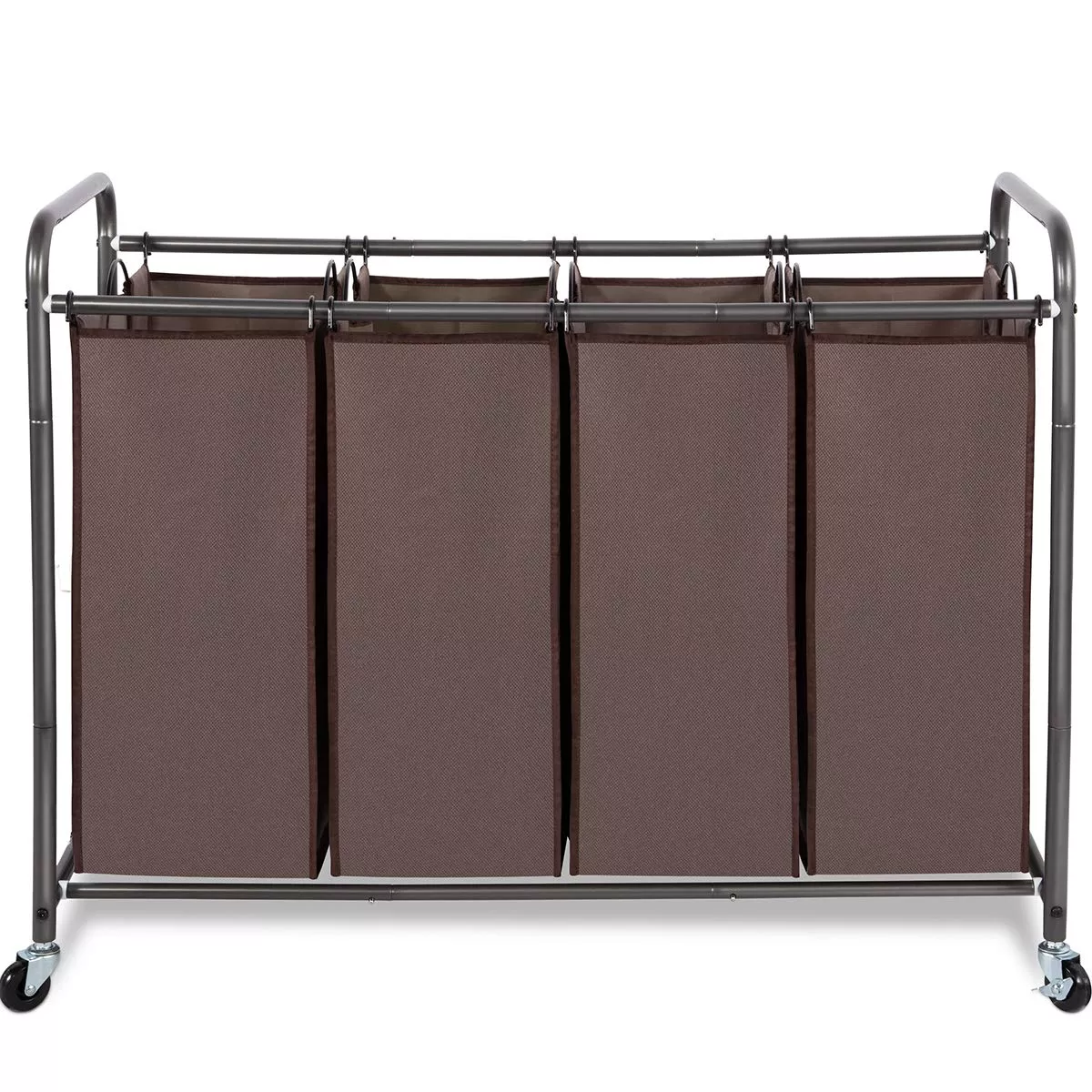 STORAGE MANIAC Laundry Sorter 4 SectionLaundry Hamper with WheelsLaundry Basket SorterLaundry Separator HamperLaundry Divider Hamper4 Bag Laundry Hamper with Wheels and Removable BagsBrown
